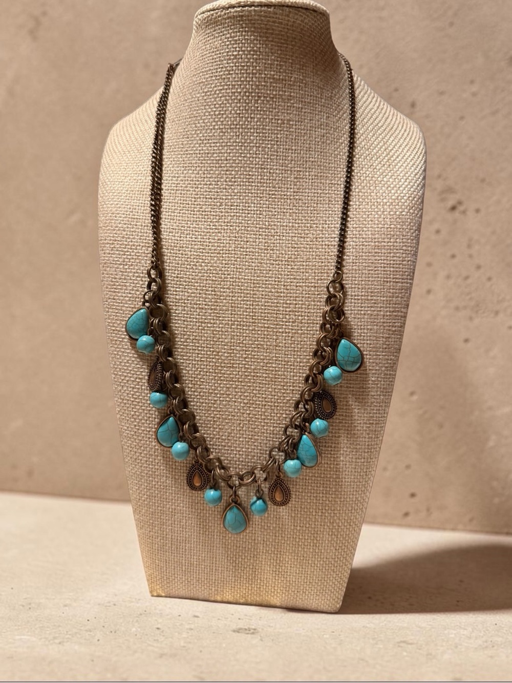 Turquoise Teardrop Chain Necklace - Women Jewelry